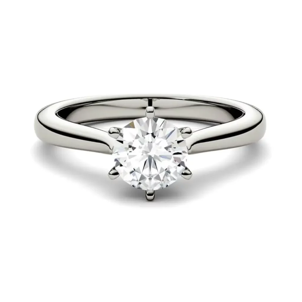 Moissanite By Charles & Colvard anello di fidanzamento - oro bianco con 14K